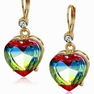 🎉host pick🎉 heart shaped rainbow dangle earrings